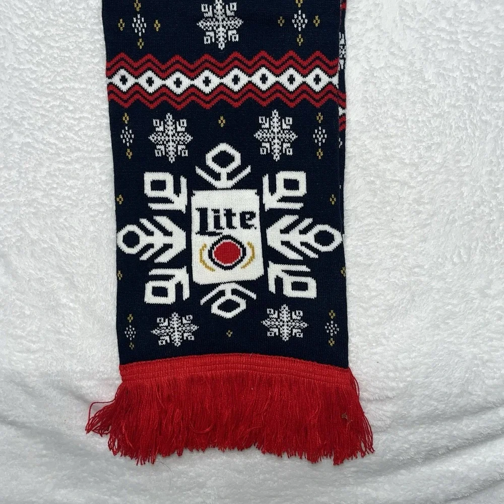 Miller Lite Beer Scarf Molson Coors Brewing Winter Christmas Ugly Sweater Theme